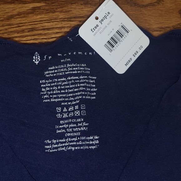 NWT Free People Long Sleeve Top "Gone Adrift" in Eclipse Blue Medium - Picture 4 of 5